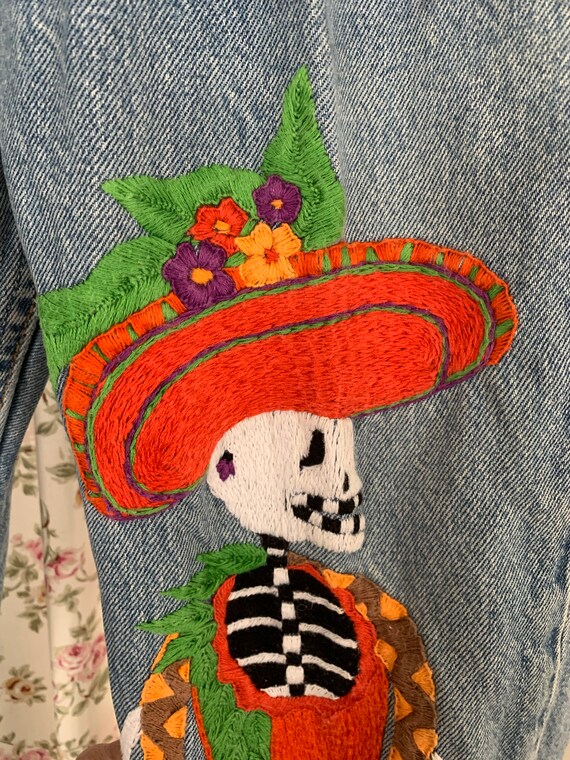 Vintage Levi 501 embroidered dia de la muertas