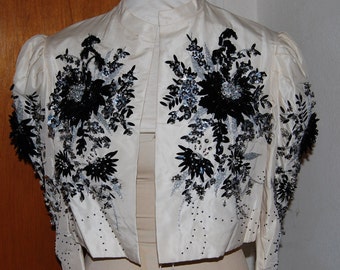1940's 1950's Beaded white silk special occasion jacket.