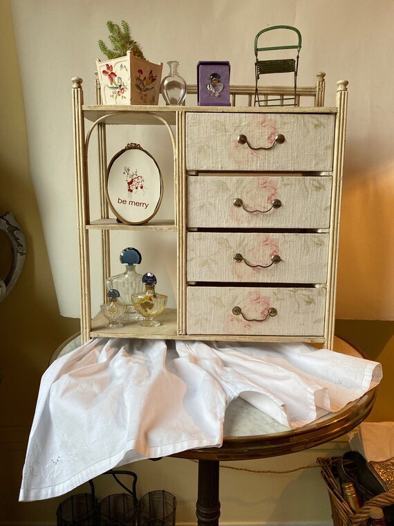 Antique Ladies Victorian Small Boudoir Cabinet Fabric Etsy