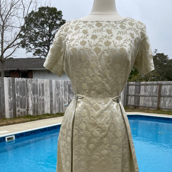 1960s satin brocade dress