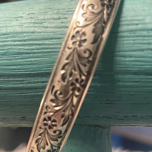 vintage engraved floral sterling silver cuff bracelet