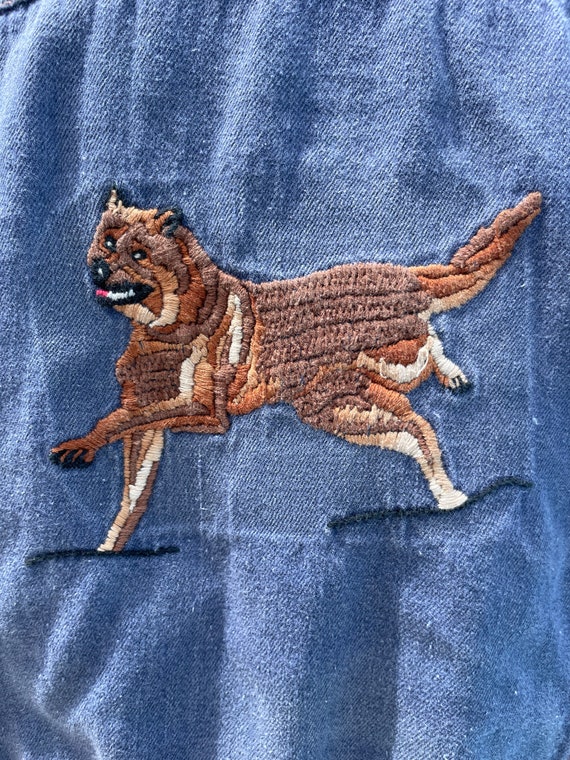 Vintage denim jacket with wolf patch - image 8