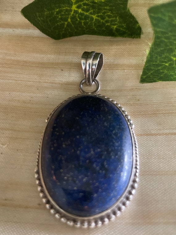 Vintage lapis lazuli sterling silver pendant
