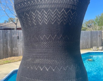 Vintage Ralph Lauren black knit dress LBD