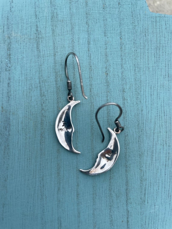 Vintage silver Celestial moon earrings - image 2