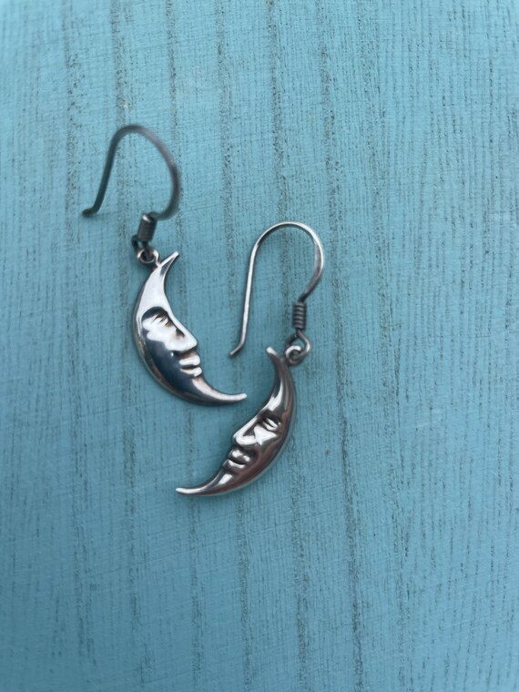 Vintage silver Celestial moon earrings - image 1