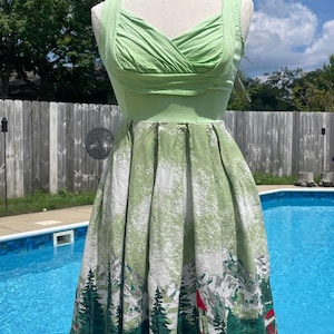 Novelty print, fit in flare dress