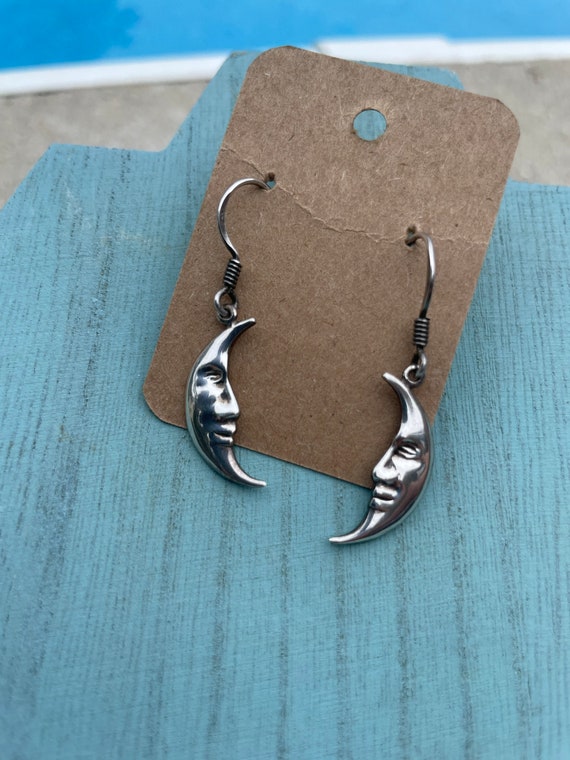 Vintage silver Celestial moon earrings - image 3