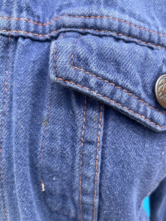 Vintage denim jacket with wolf patch - image 6