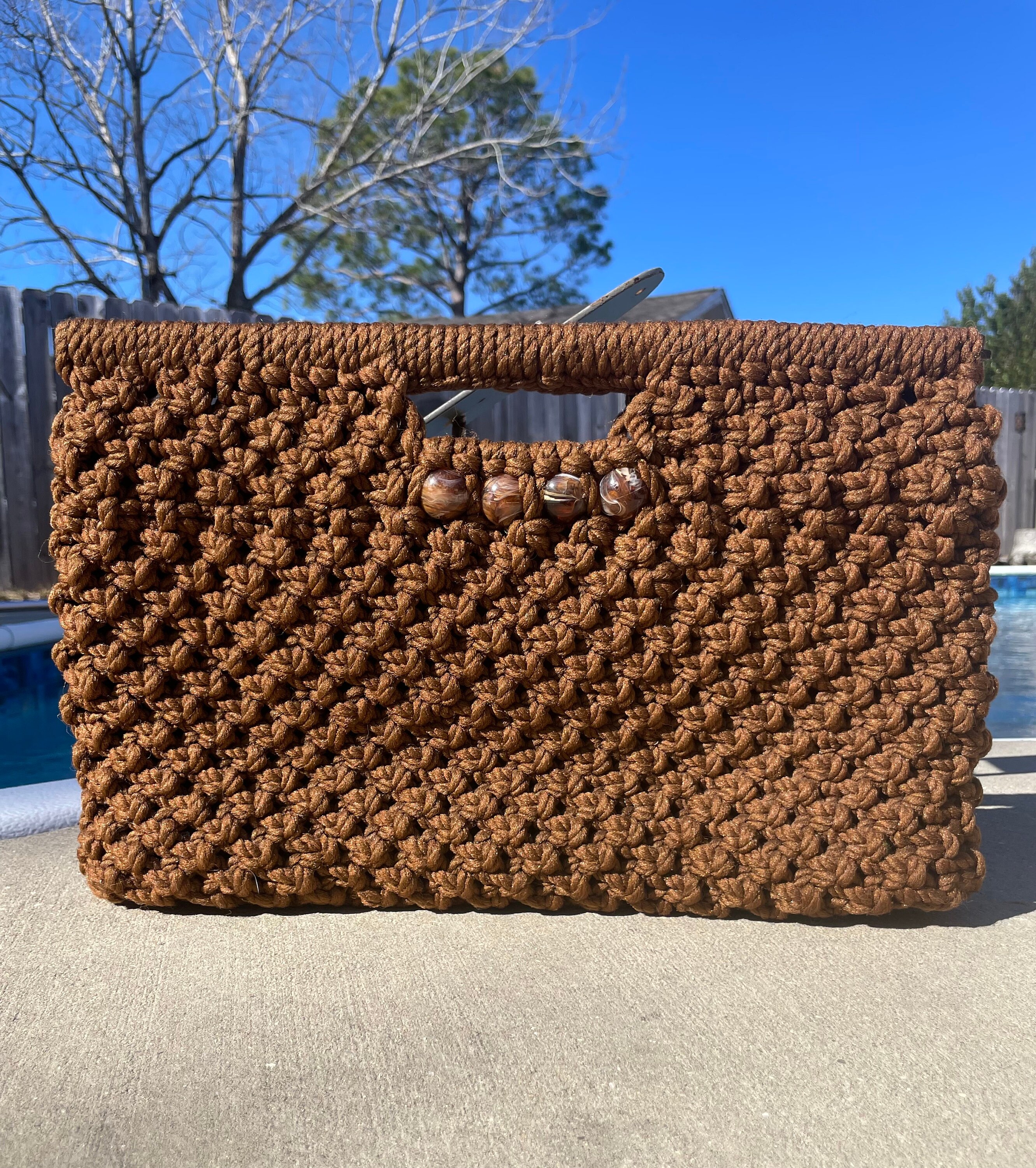 Vintage crocheted purse large clutch