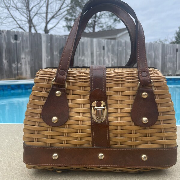 Vintage 1950s basket purse