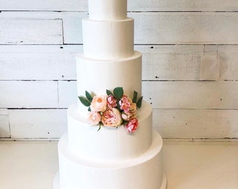 Tall wedding cake, tall tiers. Fake cake. Fake buttercream finish