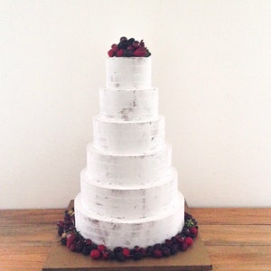 6 Tiers tall Fake wedding cake. Naked cake. Semi naked cake. Cake display. Centerpiece. image 1