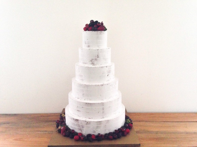 6 Tiers tall Fake wedding cake. Naked cake. Semi naked cake. Cake display. Centerpiece. image 1