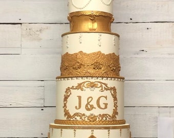 Giant gold wedding cake, 4 feet tall cake, tall cake, big fake cakes
