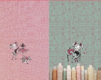 Baumwoll-Jersey STENZO Panel Mädchen Nähmaschine rosa mint bunt 60 cm x 150 cm- 3 geteilt
