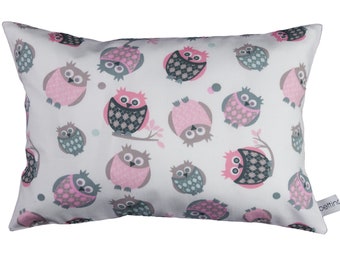 20 cm x 30 cm Kinderkissen Reisekissen Kuschelkissen Eule weiß bunt