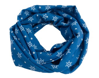 Damen-Rundschal Minimuster blau weiß ca 25 cm x 140 cm 100/% Viskose