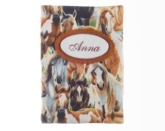 Notizbuch DIN A5 - 100 Blatt - Pferde braun beige -  innen kariert, liniert oder blanco - auf Wunsch mit Namen