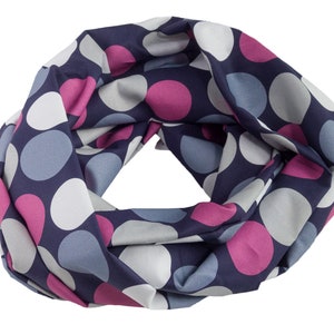Damen-Loopschal  Punkte nachtblau grau pink ca. 25 cm x 140 cm - 100% Baumwolle - Rundschal Schlauchschal