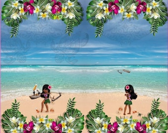 Baumwoll-Jersey Panel STENZO Mädchen Strand Blumen Hawaii 120 cm x 150 cm