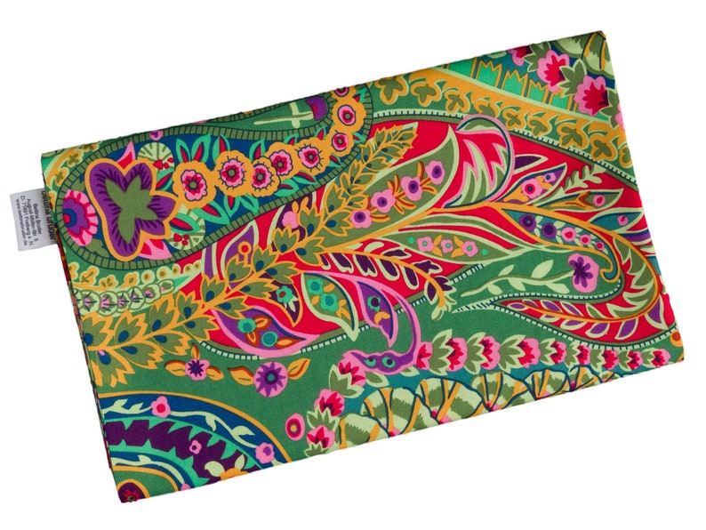 Damen-Loopschal Blumen Paisley grün bunt ca. 25 cm x 140 cm 100% Baumwolle Rundschal Schlauchschal Bild 2