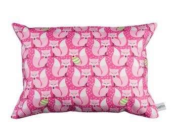 Kuschelkissen - Reisekissen - Kinderkissen - Fuchs Füchse rosa pink weiß bunt - 20 cm x 30 cm - Hotelverschluss