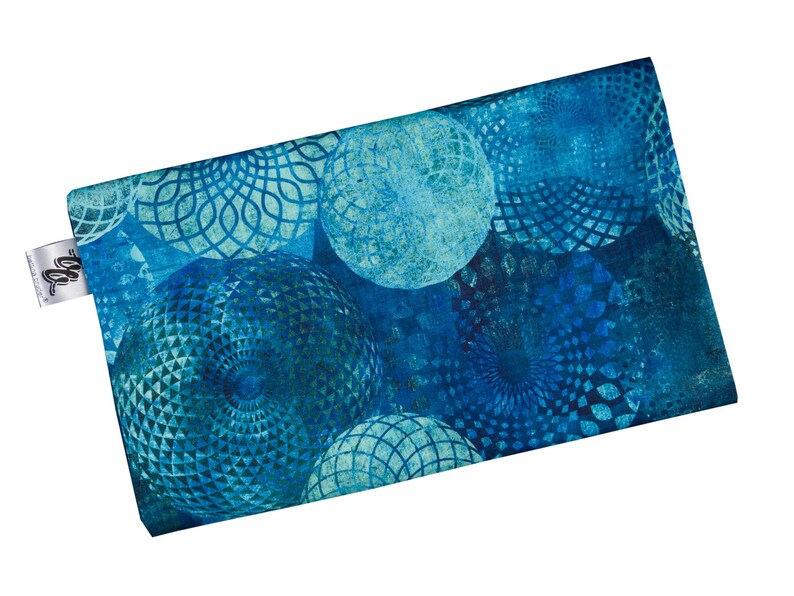 Damen-Loopschal Kreise Blautöne blau türkis ca. 25 cm x 140 cm 100% Baumwolle Rundschal Schlauchschal Bild 2
