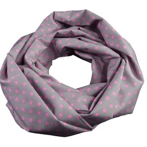 Damen-Loopschal Rundschal Schlauchschal Punkte Tupfen grau rosa - ca. 25 cm x 140 cm - 100% Baumwolle