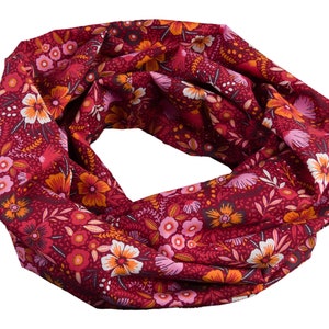 Damen-Loopschal Blumen wein rot rosa orange bunt ca. 25 cm x 140 cm 100% Baumwolle Rundschal Schlauchschal Bild 1