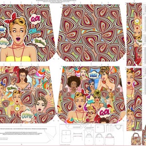 STENZO Tasche Panel Frau Comic Sprechblasen bunt 100% Baumwolle CANVAS Strandtasche Shopper Umhängetasche zum SELBERNÄHEN Bild 1