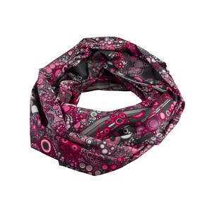 Damen-Loopschal Rundschal Schlauchschal Tropfen Punkte Bubbles Bordüre rot rosa grau bunt ca. 25 cm x 140 cm - 100% Baumwolle
