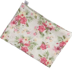 Damen-Loopschal Blumen Blätter creme rosa grün bunt Batist Voile ca. 25 cm x 140 cm 100% Baumwolle Rundschal Schlauchschal Bild 2