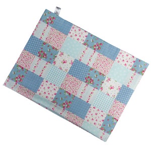 Damen-Loopschal Patchwork Quadrate hellblau weiß rosa ca. 25 cm x 140 cm 100% Baumwolle Rundschal Schlauchschal Bild 2