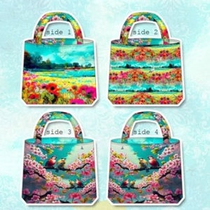 STENZO Tasche Panel Blumenwiese Mohnblume Vögel Kirschblüten bunt 100% Baumwolle CANVAS Strandtasche Shopper Umhängetasche SELBERNÄHEN Bild 6