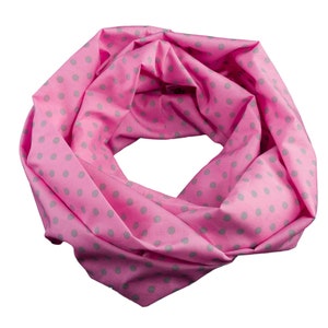 Damen-Loopschal Rundschal Schlauchschal Punkte Tupfen rosa grau - ca. 25 cm x 140 cm - 100% Baumwolle