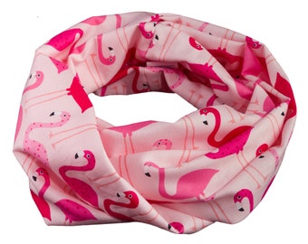 Kinder-Loopschal Schlauchschal Flamingo rosa pink  (ca. 2,5 - 6 Jahre) - 100% Baumwolle