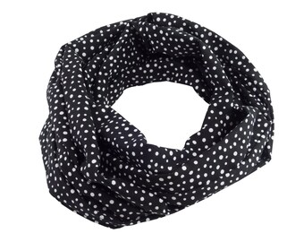 Damen-Loopschal  Punkte Tupfen Dots Spots schwarz weiß ca. 25 cm x 140 cm - 100% Baumwolle - Rundschal Schlauchschal