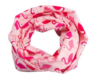 Damen-Loopschal  Flamingo rosa pink - ca. 25 cm x 140 cm - 100% Baumwolle - Rundschal Schlauchschal