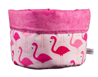 Stoffkörbchen Utensilo Brotkorb Flamingo rosa pink Ø ca. 18 cm - Stoffkorb