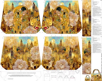 STENZO Tasche Panel inspiriert von Klimt -Der Kuss-  100% Baumwolle CANVAS - Strandtasche Shopper Umhängetasche zum SELBERNÄHEN