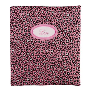 Könnte beinhalten: Pinkfarbenes Fotoalbum aus Stoff mit Leopardenmuster und einem weißen ovalen Etikett mit der Aufschrift "Lin".