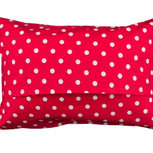 Kuschelkissen Reisekissen Kinderkissen Kissen Eule Punkte bunt rot weiß 20 cm x 30 cm Hotelverschluss Bild 2