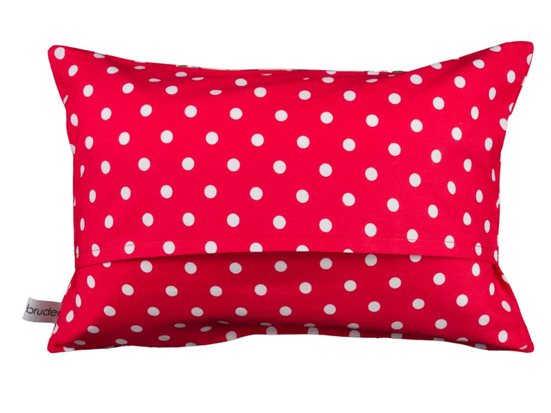 Kuschelkissen Reisekissen Kinderkissen Kissen Eule Punkte bunt rot weiß 20 cm x 30 cm Hotelverschluss Bild 2