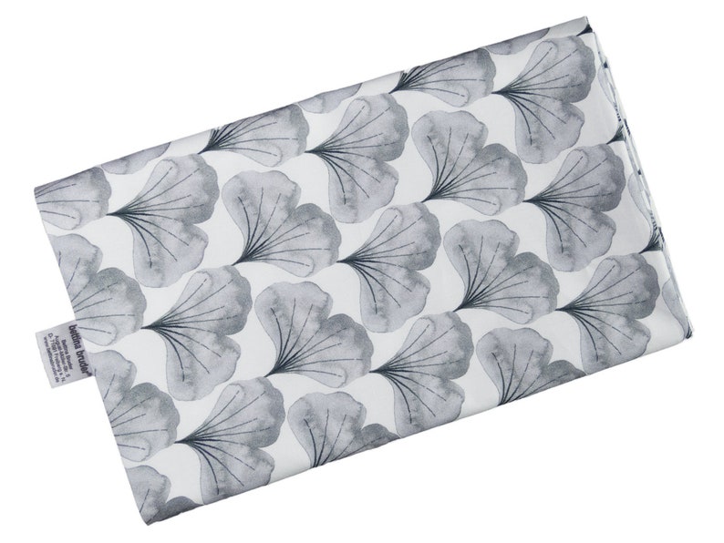 Damen-Loopschal Ginkgo Blätter weiß grau ca. 25 cm x 140 cm 100% Baumwolle Rundschal Schlauchschal Bild 2