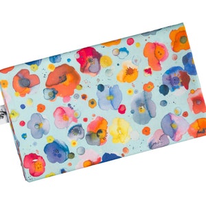 Damen-Loopschal Blumen Wasserfarben hellblau orange blau bunt ca. 25 cm x 140 cm 100% Baumwolle Rundschal Schlauchschal Bild 2