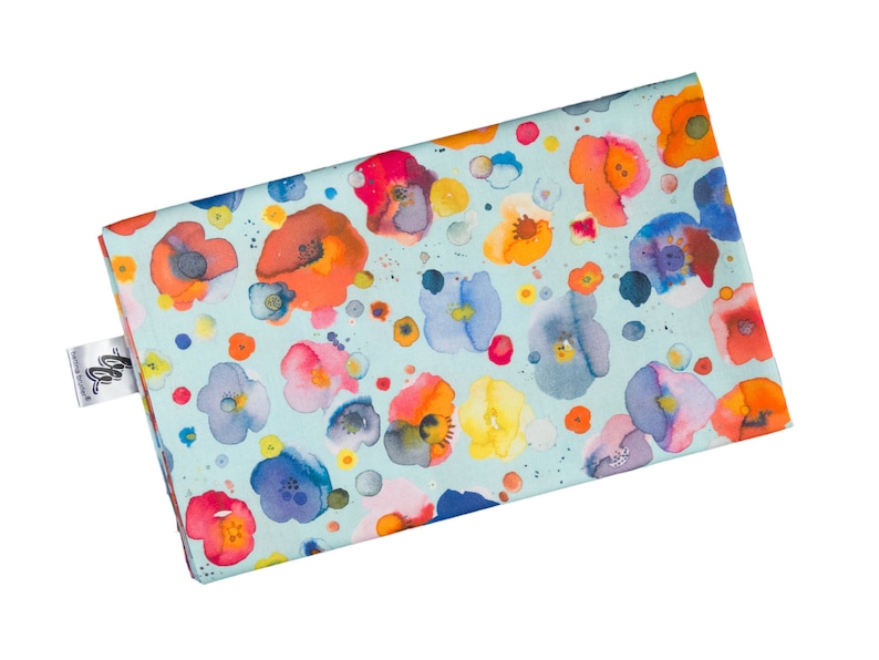 Damen-Loopschal Blumen Wasserfarben hellblau orange blau bunt ca. 25 cm x 140 cm 100% Baumwolle Rundschal Schlauchschal Bild 2