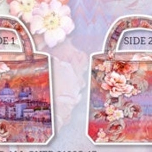 STENZO Tasche Panel Stadt Blumen rosa flieder pink lila bunt 100% Baumwolle CANVAS Strandtasche Shopper Umhängetasche zum SELBERNÄHEN Bild 4