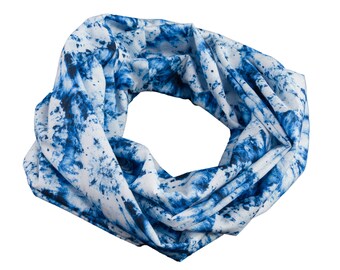 Damen-Loopschal  Batikmuster Tie dye blau weiß ca. 25 cm x 140cm- 100% Baumwolle - Rundschal Schlauchschal