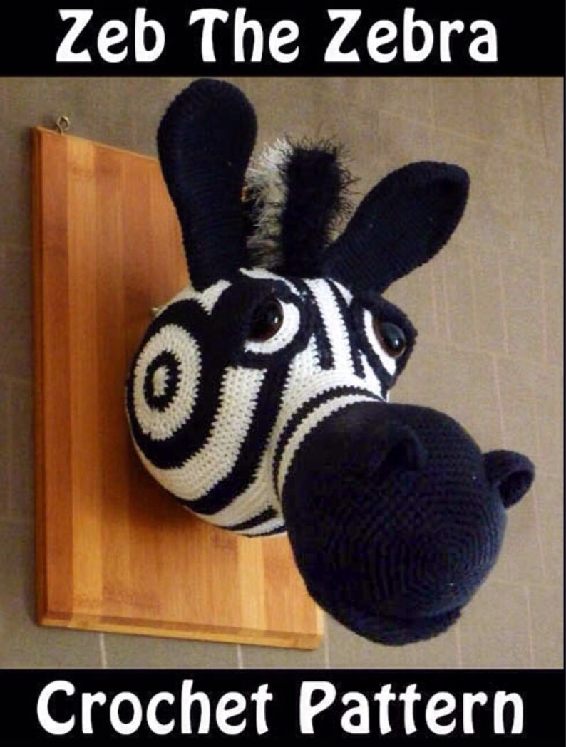 CROCHET PATTERN Zebra Wall Trophy This is a crochet pattern, not the finished product image 4